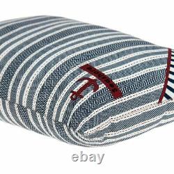 Decorative 20 x 6 x 14 Nautical Blue Pillow Cover With Down Insert