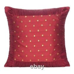 Decorative Cushion Cover Maroon Polydupion Sofa Pillow Cover Square Throw Cases