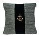 Decorative Square Nautical Gray And Black Anchor Pillow Cover