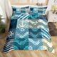 Duvet Cover Blue Ocean Waves Bedding Set Ship Anchor Comforter Cover Retro