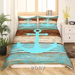 Duvet Cover Sets Twin Size, Old Plank Bedding Set 2 Pcs for Twin 68x90 Anchor