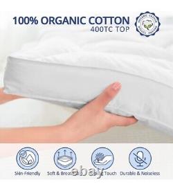 ELEMUSE Extra Thick Hotel Quality Cooling Mattress Topper -Queen -White