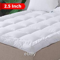 Extra Thick Mattress Topper Plush 2 Inch Down Alternative 400TC Cotton Cover New