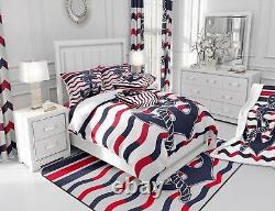 Feelyou Anchor Decor Bedding Set Twin Size Red Navy Blue Stripe Comforter Set