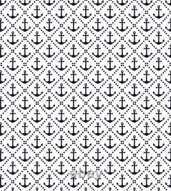 Geometric Duvet Cover Set with Pillow Shams Nautical Anchor Dots Print