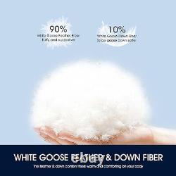 Goose Feather Down Bed Mattress Topper Size Plush Fluffy Anchor King White