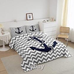 Gray Stripes Comforter Set Size, Geometric Anchor Bedding Set King Anchor 2