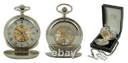 HIKERS SILVER MECHANICAL POCKET WATCH Mens Countryman Walking Gift A E WILLIAMS