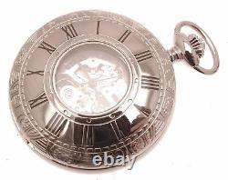 Half Hunter Pocket Watch Silver Tone Chrome Mechanical For Men 1099920