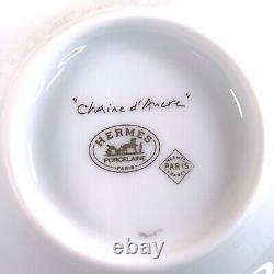 Hermes Tea Cup Saucer with Top Cover Lid CHAINE D'ANCRE PLATINUM x 3 Sets