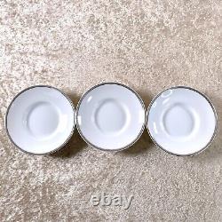 Hermes Tea Cup Saucer with Top Cover Lid CHAINE D'ANCRE PLATINUM x 3 Sets