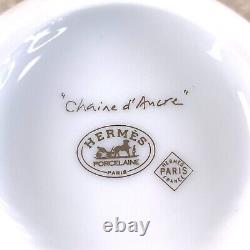 Hermes Tea Cup Saucer with Top Cover Lid CHAINE D'ANCRE PLATINUM x 3 Sets