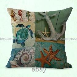 Home decoration make beach sea life turtle anchor cushion cover