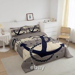 Homewish Anchor Duvet Insert Geometric Stripe Print Comforter Set Nautical La