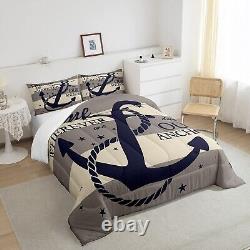 Homewish Anchor Duvet Insert Geometric Stripe Print Comforter Set Nautical La