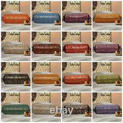 Indian Cylindrical Bolster Pillow Cover Neck Roll Silk Masand Brocade Bolsters