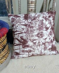 Indian Handmade Tie Dye Shibori Cushion Cover 16X16 Indigo Throw Pillows S 2062