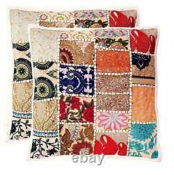 Indian Patchwork Cushion Cover White Boho Handmade Pillow Case Home Decor New