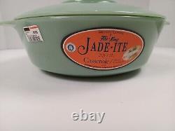 Jadeite Fire King 2 qt. EXCELLENT Casserole Covered Dish ORIGINAL STICKERS