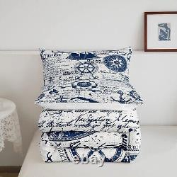 Jejeloiu Kids Anchor Decor Bedding Set King Size Rudder Print Duvet Cover for