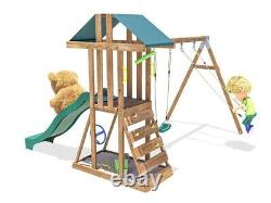 Kids Wooden Climbing Frame Swing Slide Sets Garden Play Set JuniorFort Tower