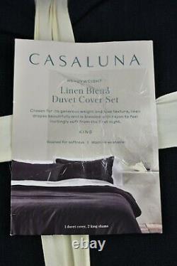 King Heavyweight Linen Blend Duvet Cover & Sham Set Washed Black Casaluna
