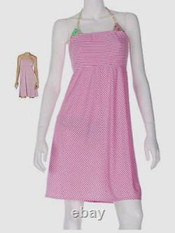 Lilly Pulitzer Myra Hibiscus Pink Anchors Away Stripe Jersey Dress L $158