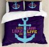 Live Laugh Love Duvet Cover Set With Pillow Shams Nautical Anchor Print