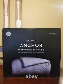 MALOUF Anchor Weighted Blanket Queen Ash with cotton velour cover 60x80 20lb