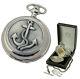 Mariners Double Hunter Mechanical Pocket Watch Mens Ships Anchor Cover Engraved