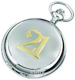 MENS 21st BIRTHDAY MECHANICAL SILVER POCKET WATCH Age 21 A. E Williams ENGRAVED