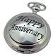 Mens Happy Anniversary Mechanical Pocket Watch Wedding Gift A. E Williams Engrave