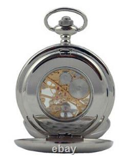 MENS PLAIN SILVER COVERS MECHANICAL HUNTER POCKET WATCH Handsome Gift ENGRAVED