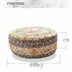Mandala Life ART Bohemian Yoga Decor Floor Cushion Cover 60x20 cm Round Medi