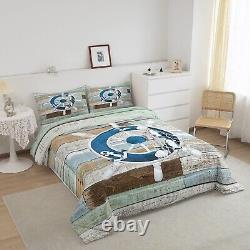 Manfei Nautical Comforter Set Full Size, Nautical Rudder Anchor Quilt Set wit