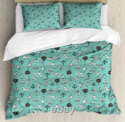 Marine Duvet Cover Set Sailor Birds Boats Anchors