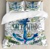 Marine Duvet Cover Set With Pillow Shams Ocean Legend Anchor Print
