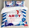 Maritime Duvet Cover Set With Pillow Shams Whale Anchor And Ahoy Print