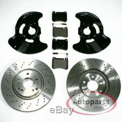 Mercedes C Class W203 Perforated Brake Discs Pads 2 Spritzbleche for Front