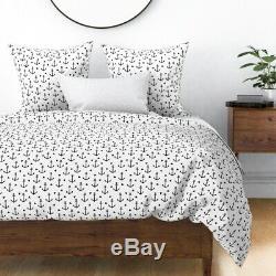 Modern Nautical Nursery Anchor Black And White Sateen Duvet Cover by Roostery