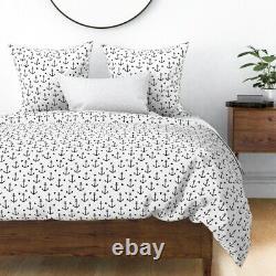 Modern Nautical Nursery Anchor Black And White Sateen Duvet Cover by Roostery