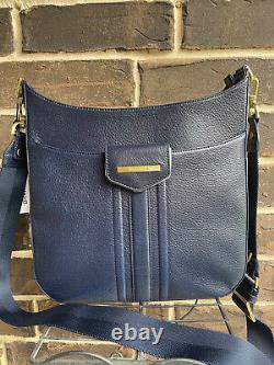 NWT $345 Brahmin Leia Crossbody Anchor Mystic Leather navy blue