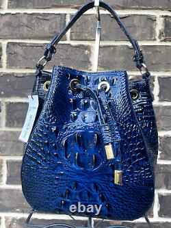 NWT $365 BRAHMIN Melinda Bucket Bag Anchor Melbourne Shoulder Tote navy blue