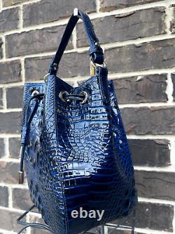 NWT $365 BRAHMIN Melinda Bucket Bag Anchor Melbourne Shoulder Tote navy blue