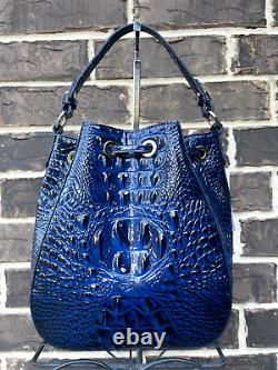 NWT $365 BRAHMIN Melinda Bucket Bag Anchor Melbourne Shoulder Tote navy blue