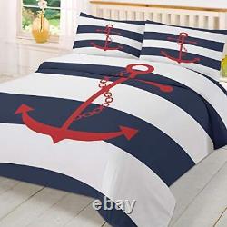 Nautical 3 Piece Bedding Set Comforter/Quilt Cover Set Queen Anchor13swh8740