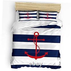 Nautical 3 Piece Bedding Set Comforter/Quilt Cover Set Queen Anchor13swh8740