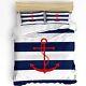 Nautical 3 Piece Bedding Set Comforter/quilt Cover Set Twin Anchor13swh8740