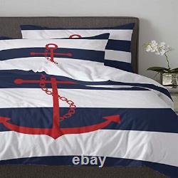 Nautical 3 Piece Bedding Set Comforter/Quilt Cover Set Twin Anchor13swh8740