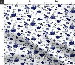 Nautical Adventure Ship Anchor Sail Whales Sateen Duvet Cover by Roostery